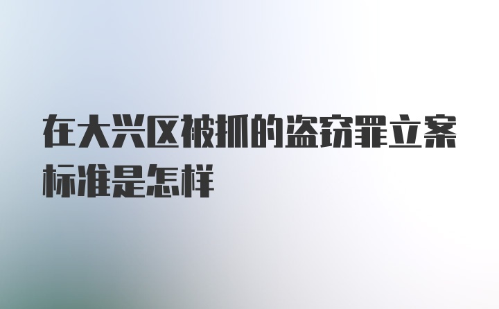 在大兴区被抓的盗窃罪立案标准是怎样