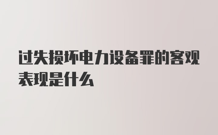 过失损坏电力设备罪的客观表现是什么