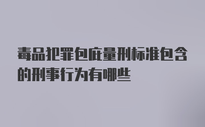 毒品犯罪包庇量刑标准包含的刑事行为有哪些