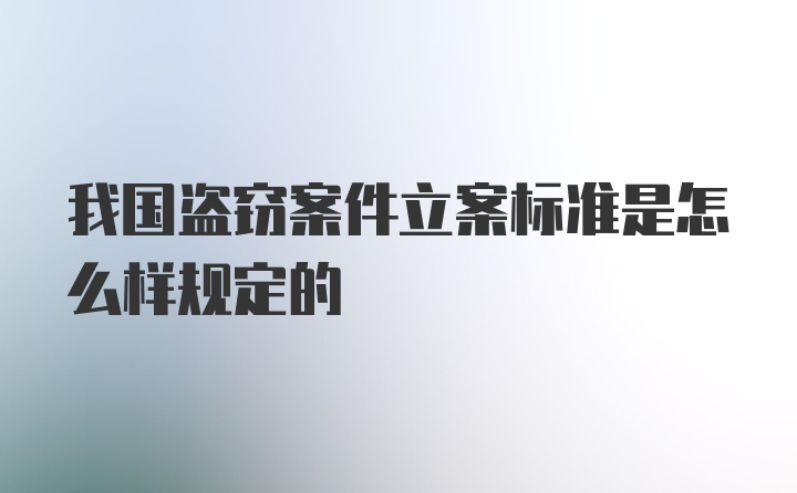 我国盗窃案件立案标准是怎么样规定的