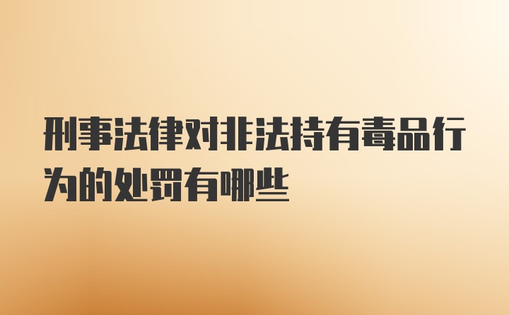 刑事法律对非法持有毒品行为的处罚有哪些