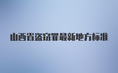 山西省盗窃罪最新地方标准