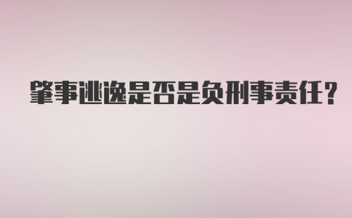 肇事逃逸是否是负刑事责任？