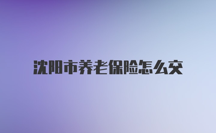 沈阳市养老保险怎么交