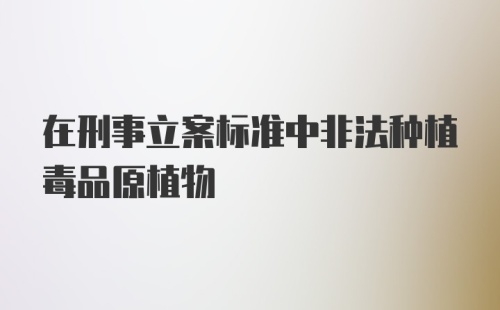 在刑事立案标准中非法种植毒品原植物