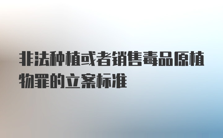 非法种植或者销售毒品原植物罪的立案标准