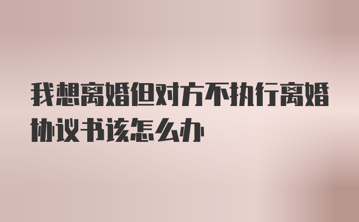 我想离婚但对方不执行离婚协议书该怎么办