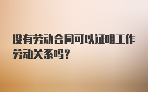 没有劳动合同可以证明工作劳动关系吗？