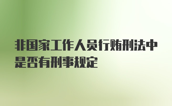 非国家工作人员行贿刑法中是否有刑事规定