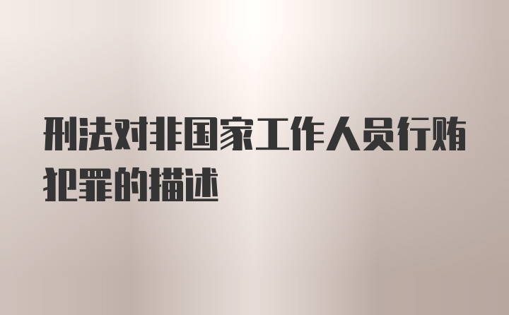 刑法对非国家工作人员行贿犯罪的描述