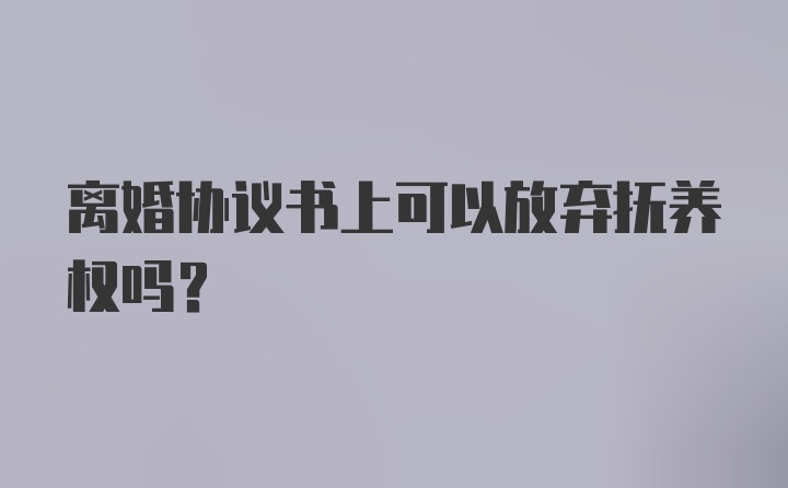 离婚协议书上可以放弃抚养权吗？