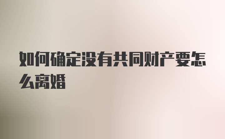 如何确定没有共同财产要怎么离婚