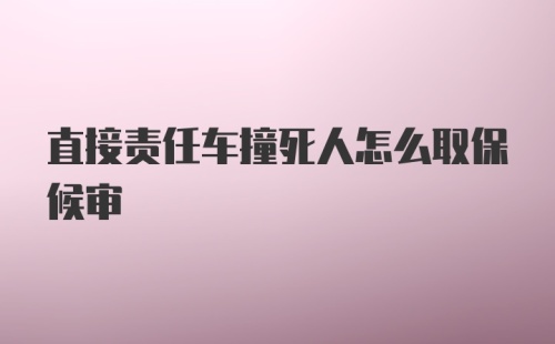 直接责任车撞死人怎么取保候审