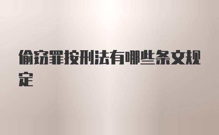 偷窃罪按刑法有哪些条文规定