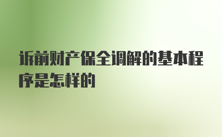 诉前财产保全调解的基本程序是怎样的