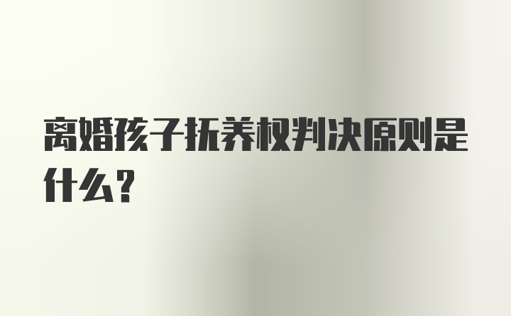 离婚孩子抚养权判决原则是什么？