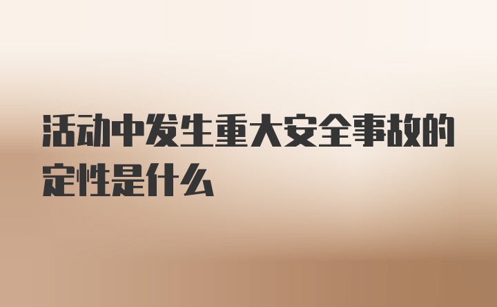 活动中发生重大安全事故的定性是什么