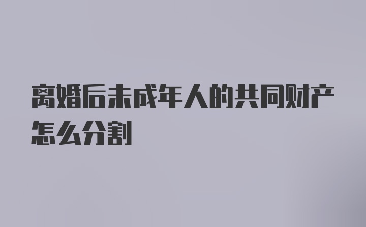 离婚后未成年人的共同财产怎么分割