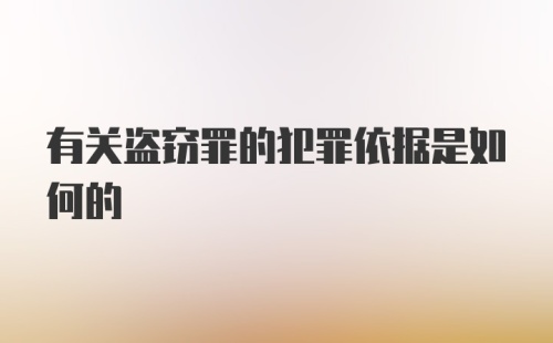 有关盗窃罪的犯罪依据是如何的