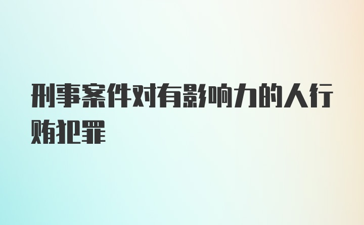 刑事案件对有影响力的人行贿犯罪