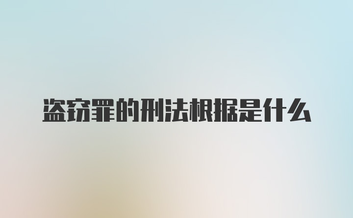 盗窃罪的刑法根据是什么