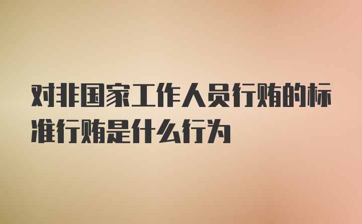 对非国家工作人员行贿的标准行贿是什么行为