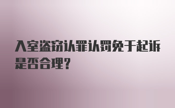 入室盗窃认罪认罚免于起诉是否合理?