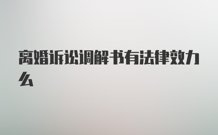 离婚诉讼调解书有法律效力么