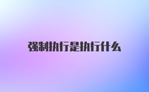 强制执行是执行什么