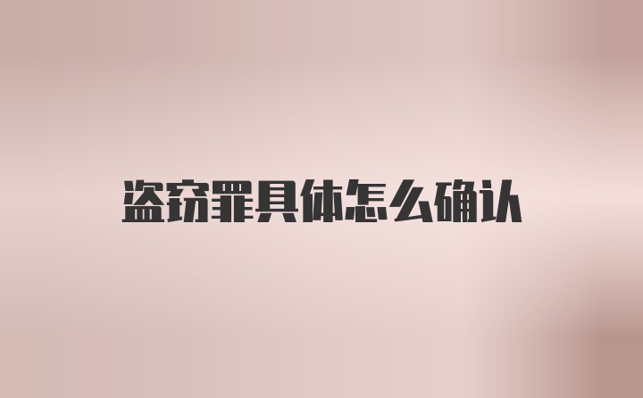 盗窃罪具体怎么确认