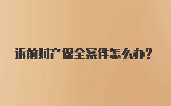 诉前财产保全案件怎么办？