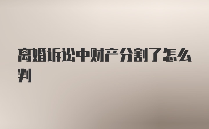 离婚诉讼中财产分割了怎么判