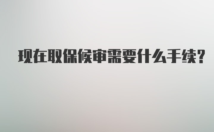 现在取保候审需要什么手续？