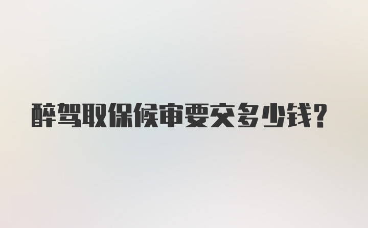 醉驾取保候审要交多少钱？