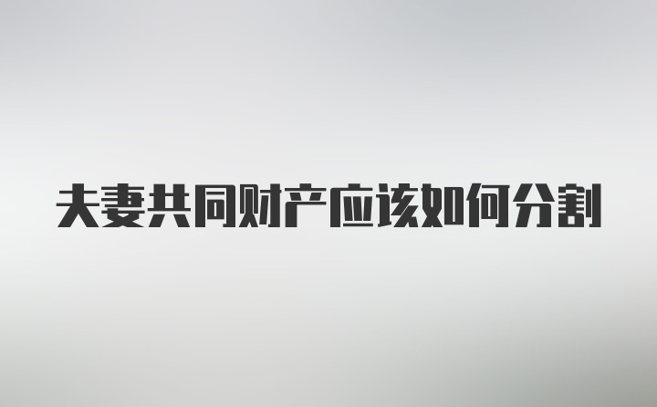 夫妻共同财产应该如何分割