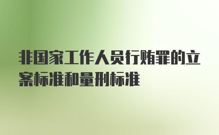 非国家工作人员行贿罪的立案标准和量刑标准