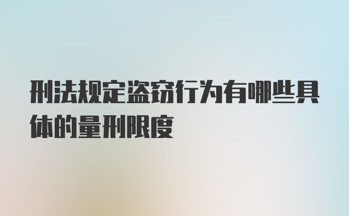 刑法规定盗窃行为有哪些具体的量刑限度