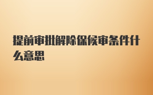 提前审批解除保候审条件什么意思