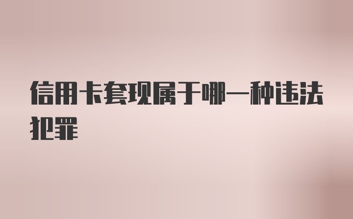 信用卡套现属于哪一种违法犯罪