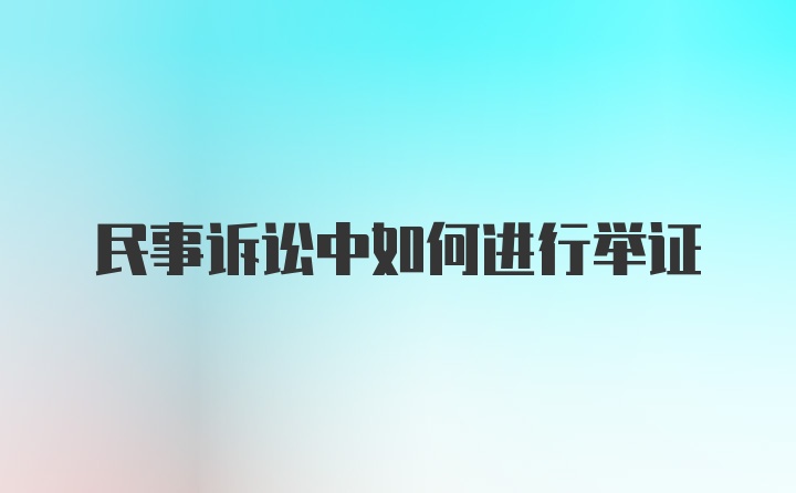 民事诉讼中如何进行举证