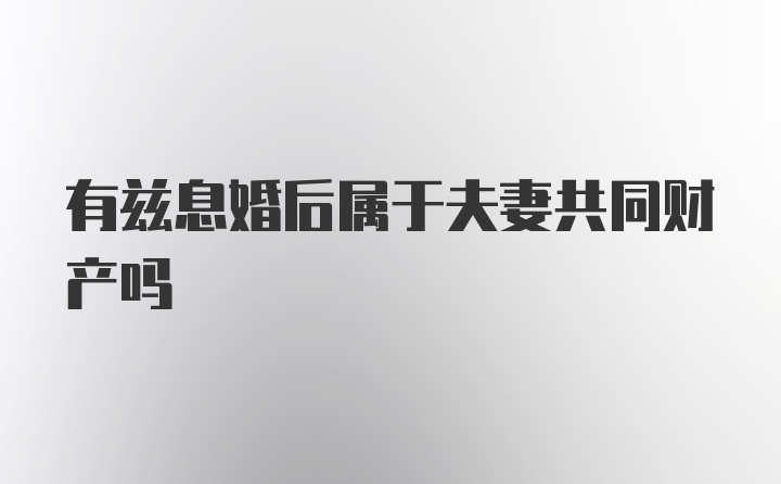 有兹息婚后属于夫妻共同财产吗