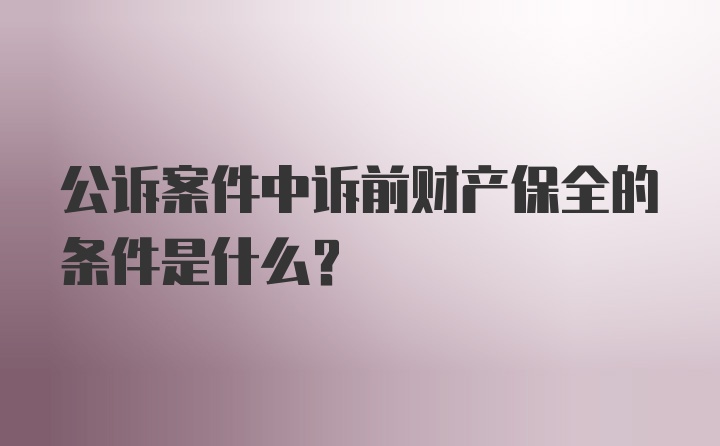 公诉案件中诉前财产保全的条件是什么？