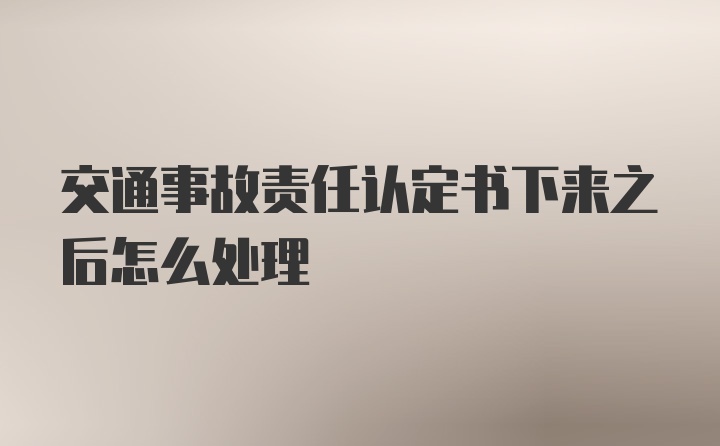 交通事故责任认定书下来之后怎么处理