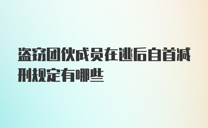 盗窃团伙成员在逃后自首减刑规定有哪些