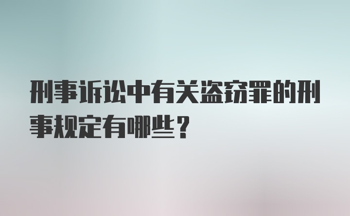 刑事诉讼中有关盗窃罪的刑事规定有哪些？