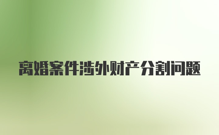 离婚案件涉外财产分割问题