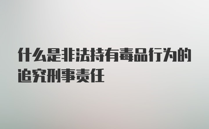 什么是非法持有毒品行为的追究刑事责任