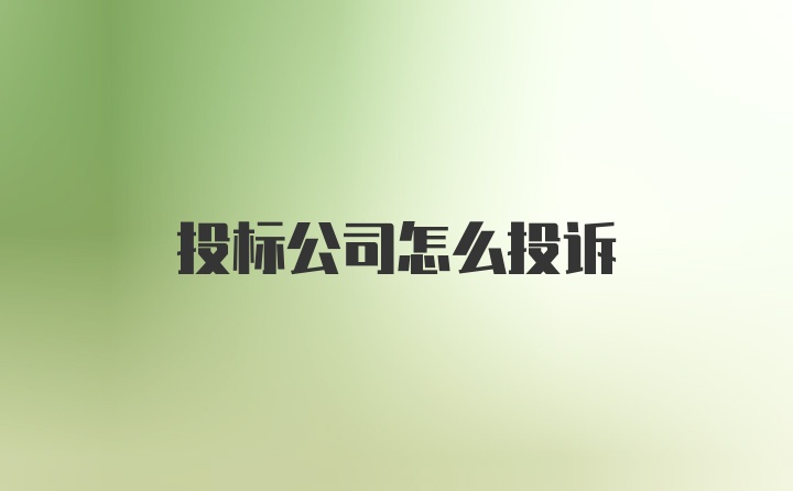 投标公司怎么投诉