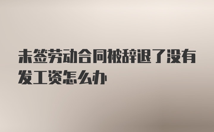 未签劳动合同被辞退了没有发工资怎么办