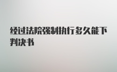 经过法院强制执行多久能下判决书